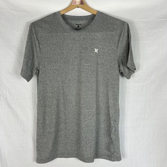 Hurley T-Shirt Men's Small S Short Sleeve Crew Neck Logo Heathered Gray - Picture 1 of 5